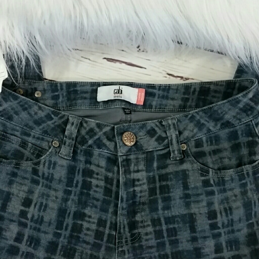 CAbi Grid Print Curvy Skinny Jeans Size 8